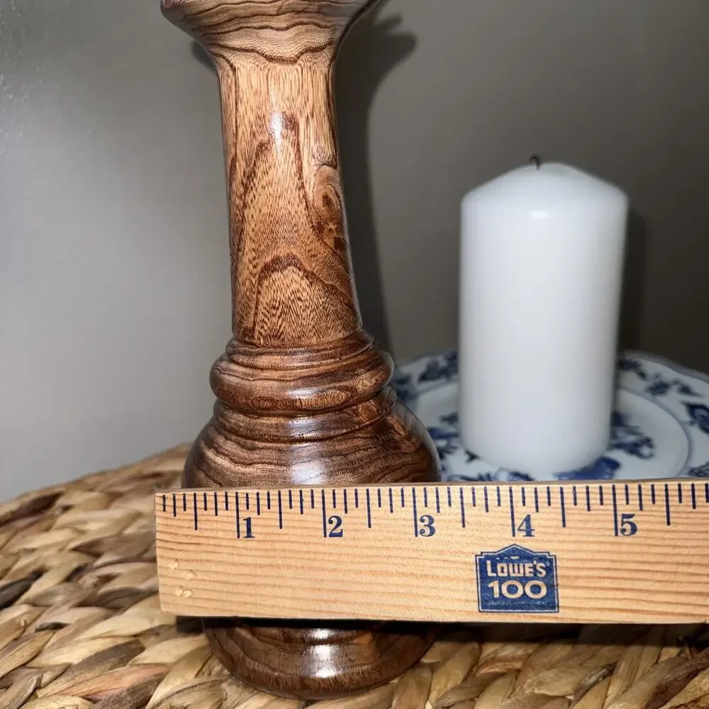 Vintage Hand Turned Wood Vase AKS 54 Mid Century Modern Organic Decor 8.5
